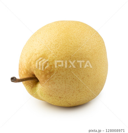 Crisp and Juicy Chinese Pear with Pale Yellow Skin isolated on a white background 128008971