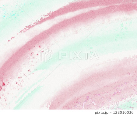 Mint Pink Watercolor Background With Brush Strokes 128010036