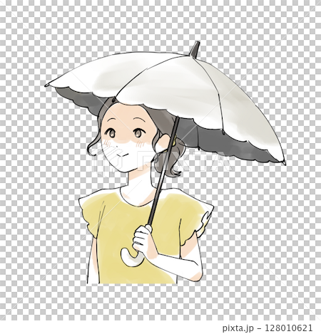 日傘をさす女性のイラスト 128010621