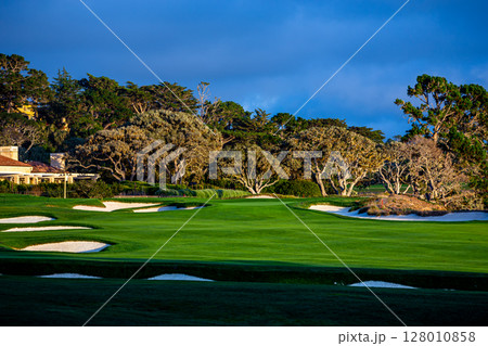 Pebble Beach golf course, Monterey, California, usa 128010858