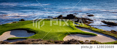 Pebble Beach golf course, Monterey, California, usa 128010889