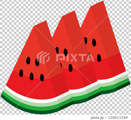 Illustration of multiple cut red watermelons 128011594