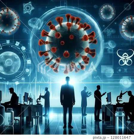 representation of science fighting viruses 128011647