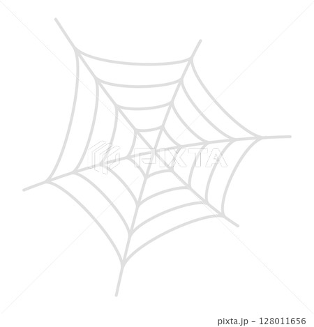 シンプルな薄いグレーのクモの巣の線画アイコン - ハロウィンやホラーのイメージやデザインパーツ素材 128011656