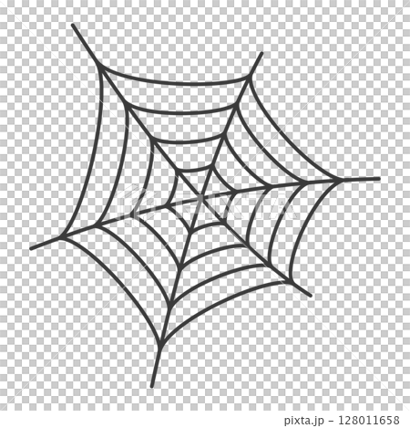Distorted simple black spider web line icon - Halloween and horror image and decoration parts material 128011658