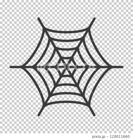 Simple black spider web line icon - Halloween and horror image and design parts material Simple black spider web line icon - Halloween and horror image and design parts material 128011660
