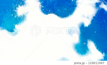広告向きフレッシュな水滴と水のコピースペースがある背景画 128011947