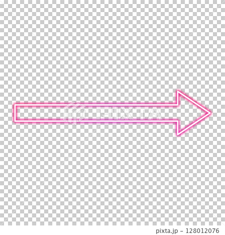 透明背景のピンクネオングラデーション矢印 128012076