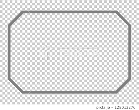 グレーの八角形フレーム素材(長方形・線画) グレーの八角形フレーム素材(長方形・線画) 128012276