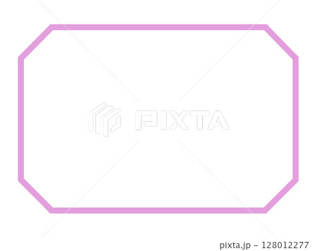 ピンクの八角形フレーム素材（長方形・線画） 128012277