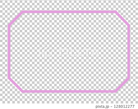 ピンクの八角形フレーム素材（長方形・線画） 128012277