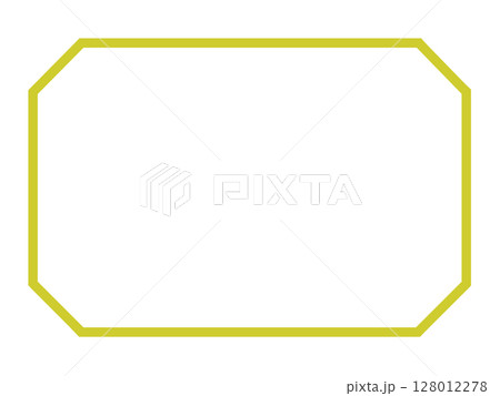 黄色の八角形フレーム素材（長方形・線画） 128012278