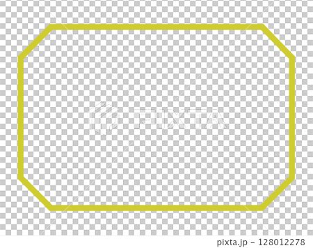 黄色の八角形フレーム素材（長方形・線画） 128012278