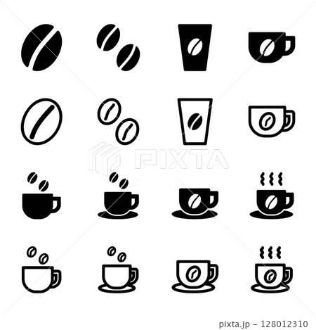 コーヒーのアイコンイラストセット 128012310