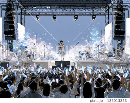 ライトアップされたライブイベント会場のイラスト素材 128013228