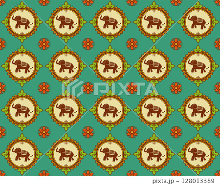 アジア調パターン45（緑） 128013389
