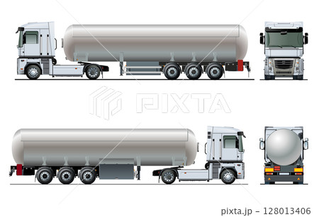 Vector realistic tanker truck template isolated Vector realistic tanker truck template isolated 128013406
