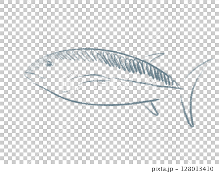 和風な銀色の魚のシンプルな線画イラスト 和風な銀色の魚のシンプルな線画イラスト 128013410