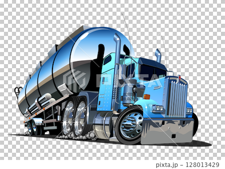 Cartoon semi tanker truck isolated on white background 128013429