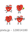 Strong physically active doodle heart character 128014180
