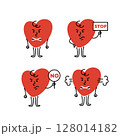 Angry hand drawn heart character 128014182
