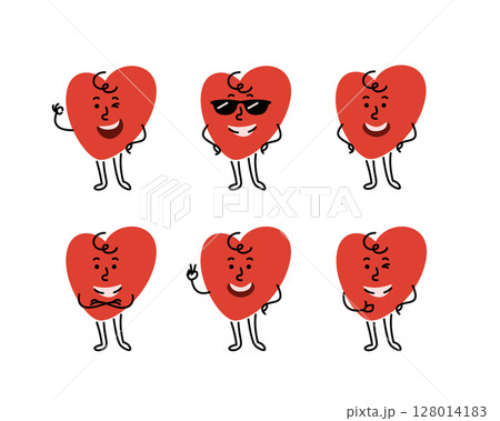 Cute hand drawn confident heart character 128014183