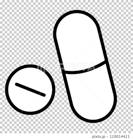 Simple capsule-shaped pill icon Simple capsule-shaped pill icon 128014421