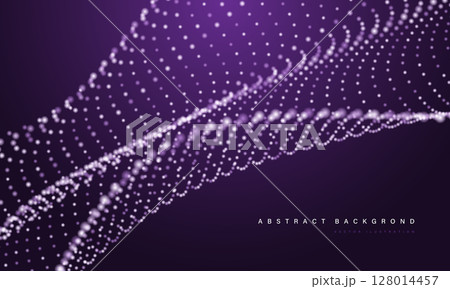 Abstract purple mesh particles wave curve overlap technology network digital background vector 128014457