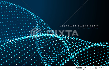 Abstract blue mesh particles wave curve overlap technology network digital on black background vector Abstract blue mesh particles wave curve overlap technology network digital on black background vector 128014459