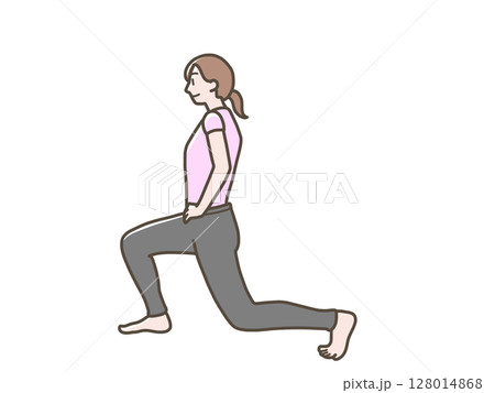 筋トレをする女性のイラスト 筋トレをする女性のイラスト 128014868