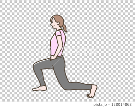 筋トレをする女性のイラスト 筋トレをする女性のイラスト 128014868