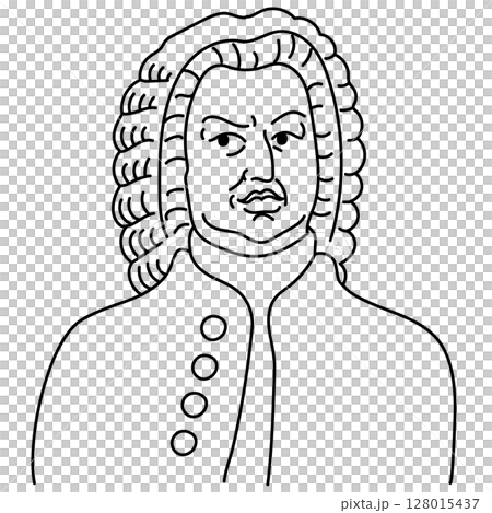 Bach line drawing illustration (composer/classical music/simple) 128015437