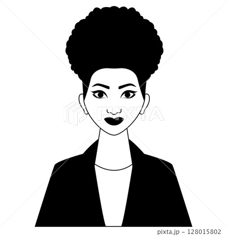 An African businesswoman portrait in black and white. A monochrome silhouette of a beautiful African female. 128015802
