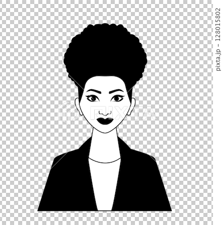 An African businesswoman portrait in black and white. A monochrome silhouette of a beautiful African female. 128015802