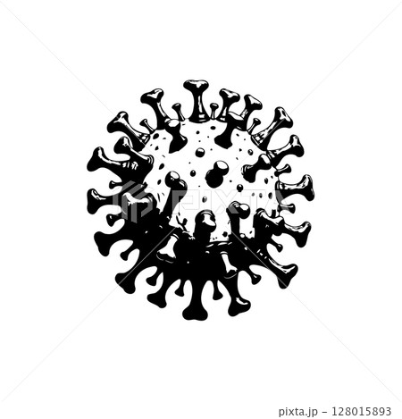 Detailed monochrome illustration of coronavirus for scientific or educational purposes 128015893
