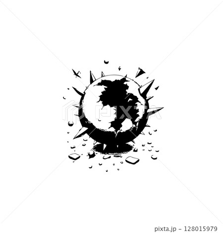 Spiky Globe Illustration Representing Global Issues, Crisis, and Difficult Challenges Ahead 128015979