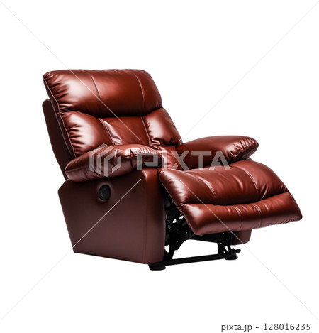 Comfortable Brown Leather Recliner Chair Perfect for Living Room Relaxation 128016235