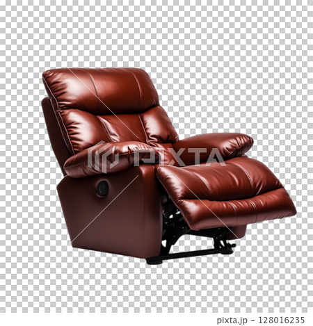 Comfortable Brown Leather Recliner Chair Perfect for Living Room Relaxation 128016235