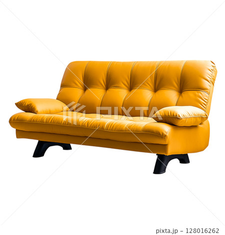 Modern Yellow Sofa with Comfortable Cushions and Stylish Design for Living Room Decor 128016262