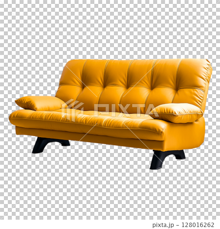 Modern Yellow Sofa with Comfortable Cushions and Stylish Design for Living Room Decor 128016262
