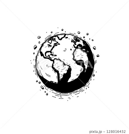 Hand-Drawn Earth Globe Illustration: A Symbolic Representation of Our Planet Hand-Drawn Earth Globe Illustration: A Symbolic Representation of Our Planet 128016432