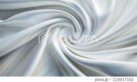 Abstract swirl of white satin fabric. 128017102