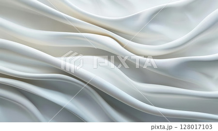 Smooth white fabric with elegant folds and drapes. 128017103