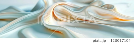 Abstract close-up of flowing silk fabric in soft colors. 128017104