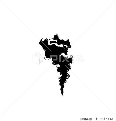 Abstract Black Smoke Illustration on White Background for Design Projects and Compositing 128017448