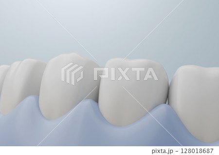 健康な歯と歯茎のイメージ 虫歯予防と口腔ケアの3DCG 128018687