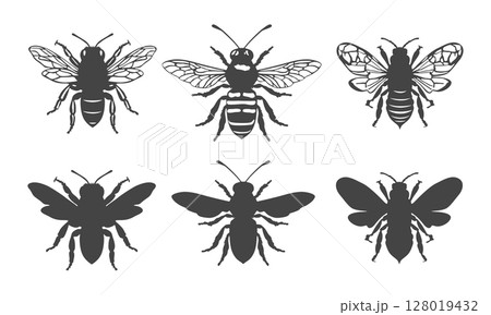 Honey bee SVG, Honeybee silhouette, Bee svg, Bee silhouettes, Flying bee silhouette, Honey bee icon, Bee vector illustration, Honey bee clipart, Honey bee vectors. 128019432