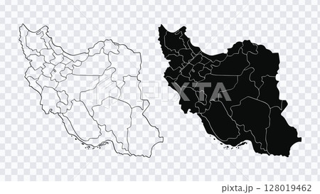 Iran Map Outline and Solid Silhouette Vector Illustration Iran Map Outline and Solid Silhouette Vector Illustration 128019462