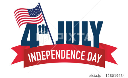 Happy 4th of July USA independence day banner.Usa celebration background with text and waving flag. Vector illustration Happy 4th of July USA independence day banner.Usa celebration background with text and waving flag. Vector illustration 128019484