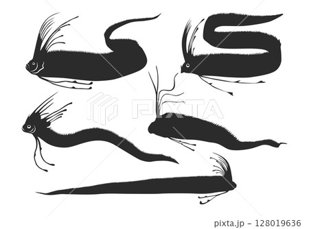 Oarfish silhouette, Oarfish svg, Oarfish vector illustration, Orafish vector, Oarfish icon bundle 128019636